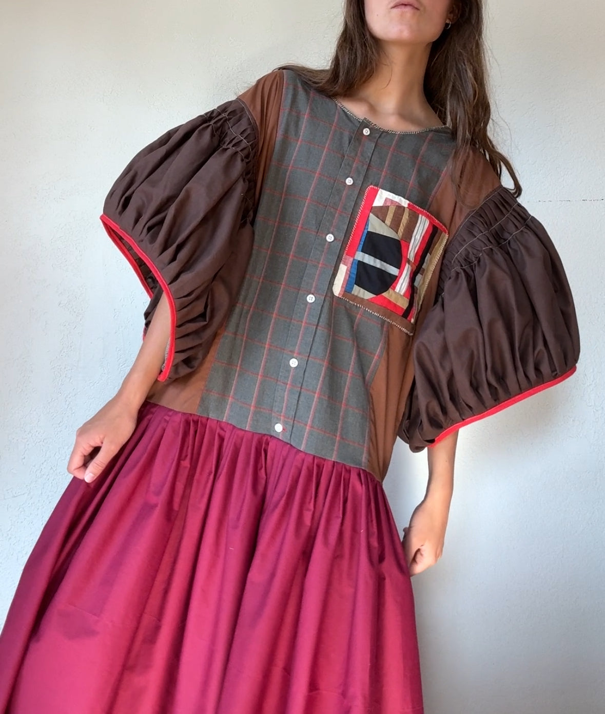 pleated pocket dress KAAREM - Mala Raglan Sleeve Pleated Pocket Dress